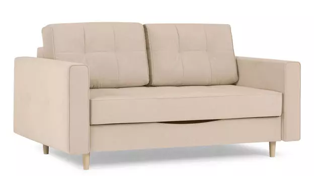 Прямой диван Amani Mini с широкими подлокотниками, стежка квадраты