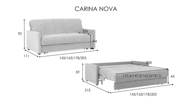 Прямой диван Carina Nova с анатомическим матрасом