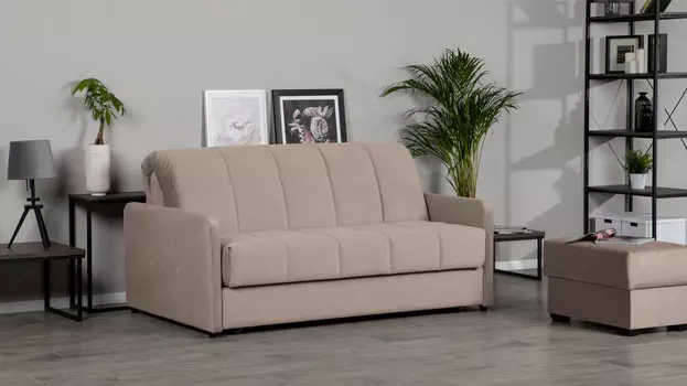 Прямой диван Domo Pro с узкими подлокотниками стежка квадрат