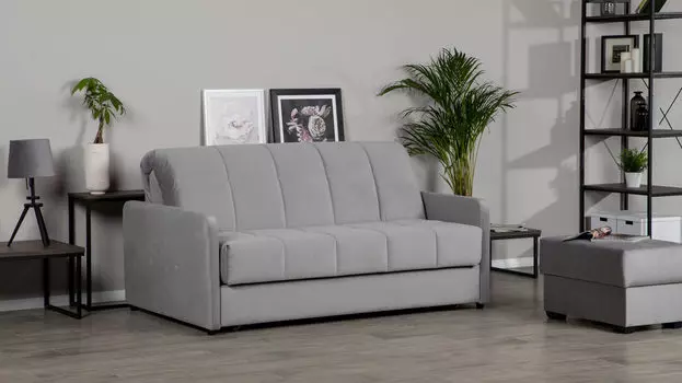 Прямой диван Domo Pro с узкими подлокотниками стежка квадрат