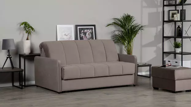 Прямой диван Domo Pro с узкими подлокотниками стежка квадрат