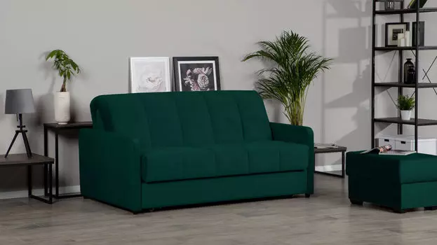 Прямой диван Domo Pro с узкими подлокотниками стежка квадрат