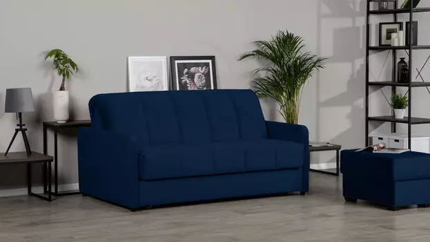 Прямой диван Domo Pro с узкими подлокотниками стежка квадрат