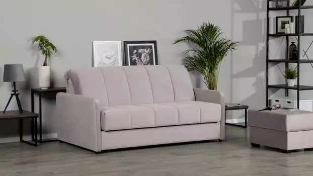 Прямой диван Domo Pro с узкими подлокотниками стежка квадрат