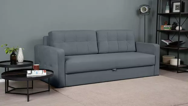 Прямой диван Loko Pro с широкими подлокотниками, с матрасом средней жесткости