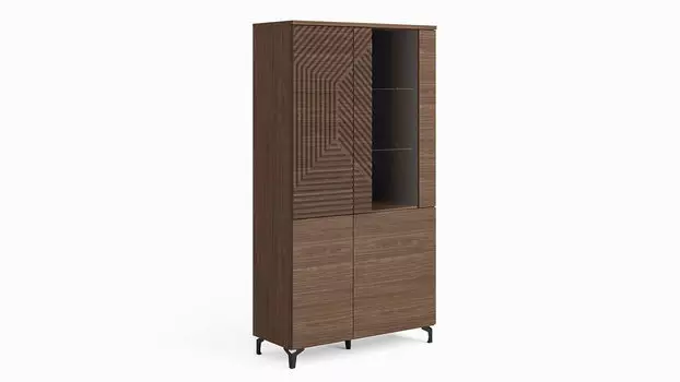 Шкаф четырехдверный со стеклом Stefania, цвет Орех Линкольн