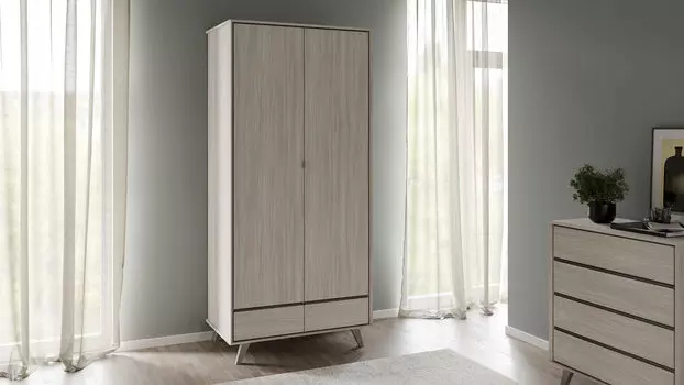 Шкаф двухдверный Onega, цвет Ясень Шимо + Серый