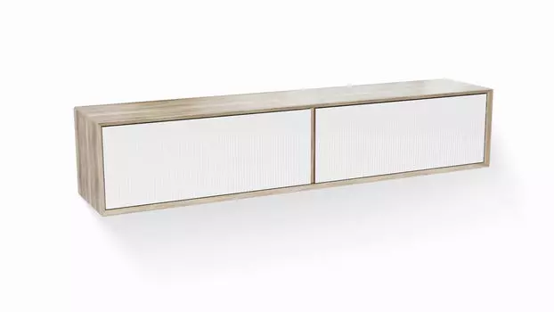 Шкаф навесной двухдверный, горизонтальный Glass, цвет Дуб белый