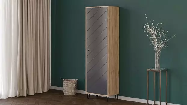 Шкаф однодверный Agira, цвет Гикори кингстон Антрацит