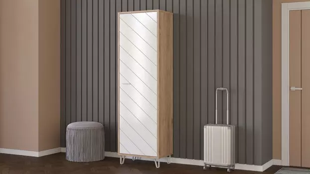 Шкаф однодверный Agira, цвет Гикори кингстон Белый блеск