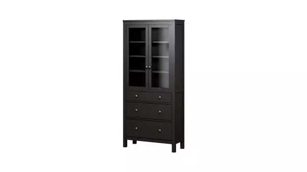 Шкаф витрина с 3 ящиками Terek, цвет черный