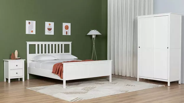 Спальня со шкафом Terek из массива сосны, цвет Белый