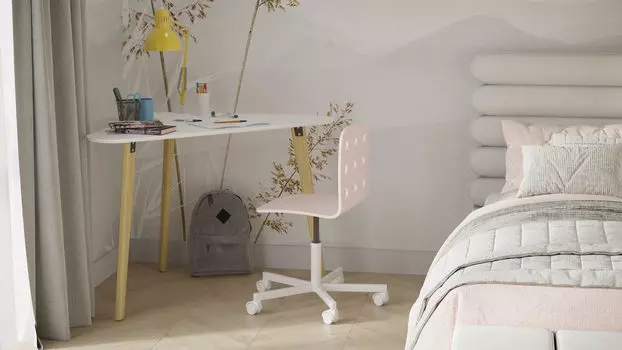 Стол рабочий Line Trio, цвет белый+дуб янтарный