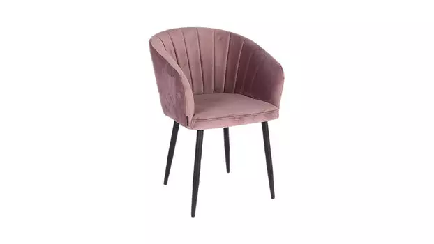 Стул Гарда пыльно-розовый бархат ножки черные