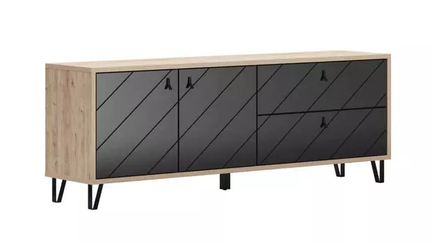 Тумба c 2 ящиками Agira, Цвет Гикори кингстон, Антрацит