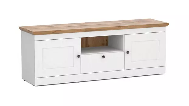 Тумба двухдверная с ящиком Justin, цвет Белый Премиум, Дуб Натюрель