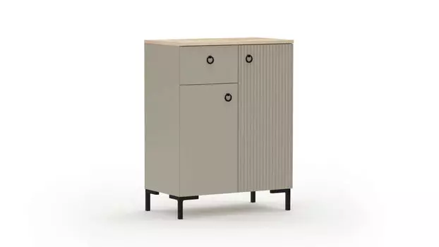 Тумба двухдверная с ящиком Zima, цвет Дуб сильверджек ореховый Глиняный серый