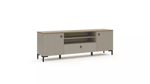 Тумба двухдверная с ящиком Zima, Дуб сильверджек ореховый Глиняный серый