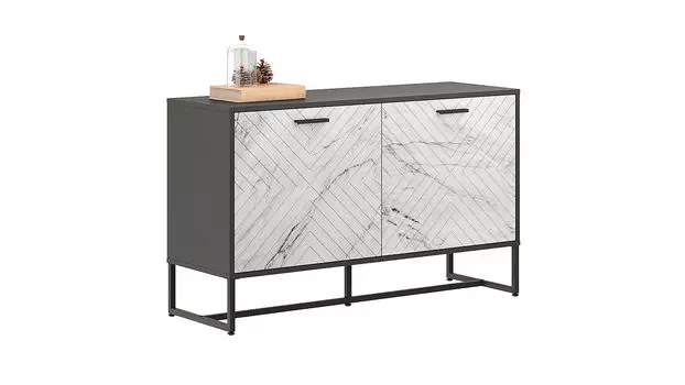 Тумба Lothar, цвет Черный Графит + Мрамор светлый