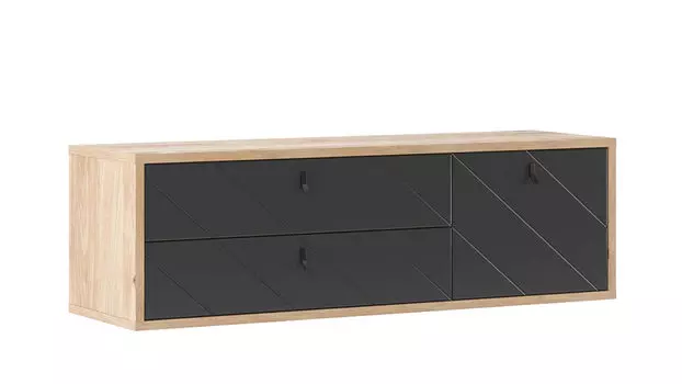 Тумба навесная c 2 ящиками Agira, Цвет Гикори кингстон, Антрацит