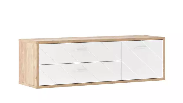 Тумба навесная c 2 ящиками Agira, Цвет Гикори кингстон, Белый блеск