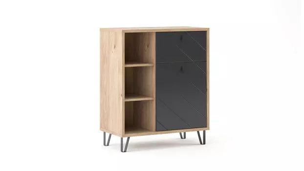 Тумба однодверная с ящиком Agira, цвет Гикори кингстон Антрацит