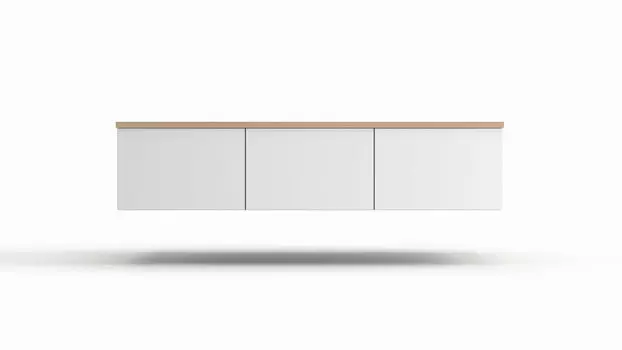 Тумба под ТВ навесная Life time Ice, цвет Дуб Бардолино натуральный, Белый базовый