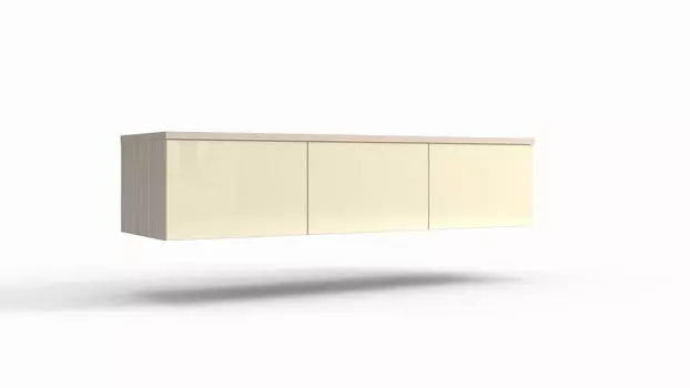 Тумба под ТВ навесная Space Solutions Ice, цвет Ясень шимо Champagne