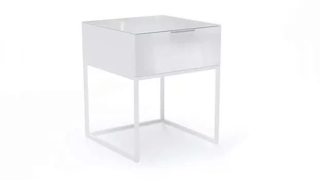 Тумба прикроватная с ящиком Glass, цвет белый белый