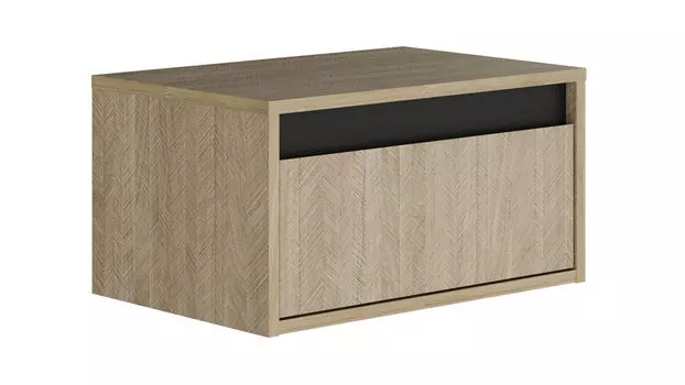 Тумба прикроватная с ящиком навесная Felino, цвет Французская ель, Черный