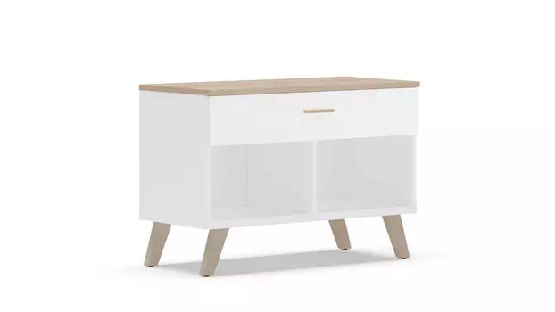 Тумба с ящиком Helmi, Гикори кингстон Белый блеск