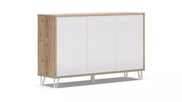 Тумба трехдверная Agira, Цвет: Гикори кингстон + Белый блеск