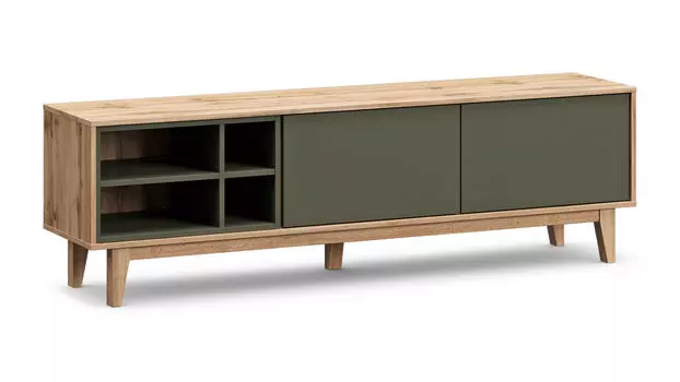 Тумба ТВ на ножках Avocado, цвет Базальт, Дуб Натюрель