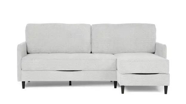 Угловой диван Amani PRO с анатомическим матрасом и узкими подлокотниками, ножки пластик