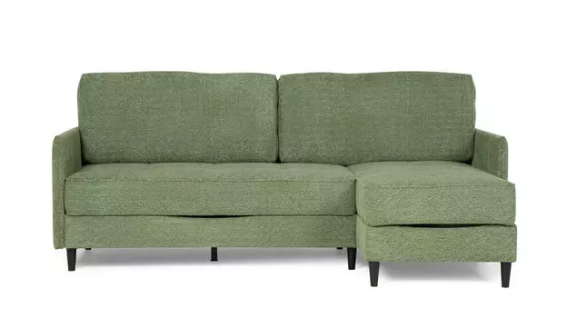 Угловой диван Amani PRO с анатомическим матрасом и узкими подлокотниками, ножки пластик