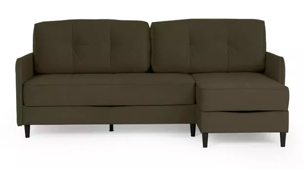 Угловой диван Amani PRO с анатомическим матрасом и узкими подлокотниками, ножки пластик