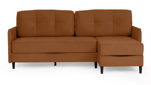 Угловой диван Amani PRO с анатомическим матрасом и узкими подлокотниками, ножки пластик