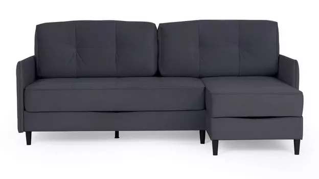 Угловой диван Amani PRO с анатомическим матрасом и узкими подлокотниками, ножки пластик