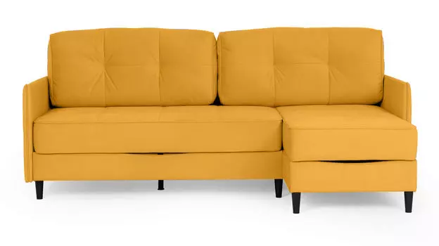 Угловой диван Amani PRO с анатомическим матрасом и узкими подлокотниками, ножки пластик