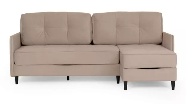 Угловой диван Amani PRO с анатомическим матрасом и узкими подлокотниками, ножки пластик