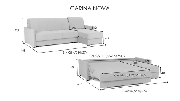 Угловой диван Carina Nova с анатомическим матрасом