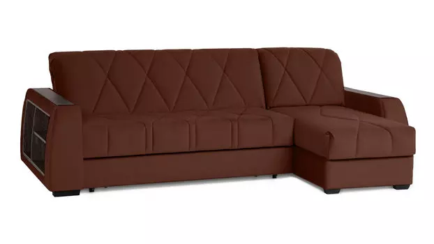 Угловой диван Domo Pro c полками Венге, стежка ромб