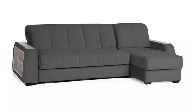 Угловой диван Domo Pro c полками Ясень, стежка квадрат