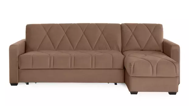 Угловой диван Domo Pro с мягкими подлокотниками, стежка ромб