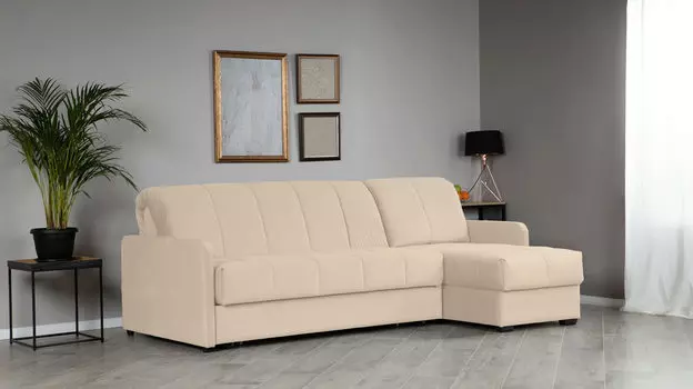 Угловой диван Domo Pro с узкими подлокотниками, стежка квадрат