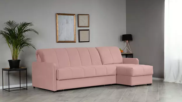 Угловой диван Domo Pro с узкими подлокотниками, стежка квадрат