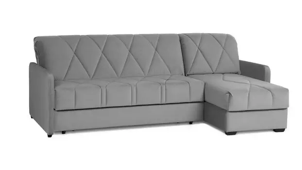 Угловой диван Domo Pro с узкими подлокотниками, стежка ромб