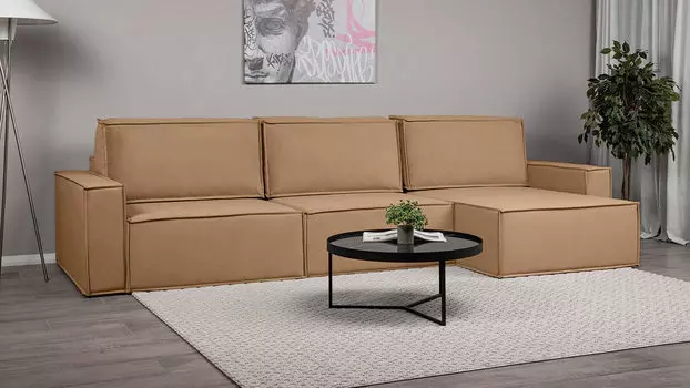 Угловой диван Klark 3 секционный с мягким уровнем посадки и широкими подлокотниками