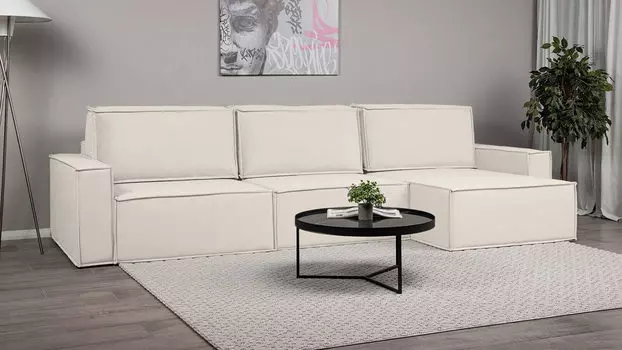 Угловой диван Klark 3 секционный с мягким уровнем посадки и широкими подлокотниками