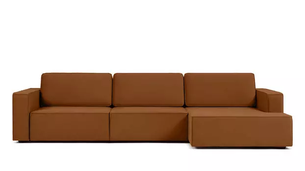 Угловой диван Ralf 3-секционный, с подлокотниками и с канапе справа